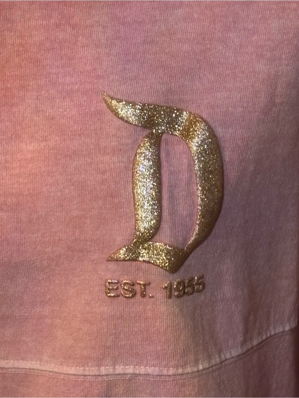 Disney Parks Spirit Jersey Pink & Gold Glitter Long Sleeve Top XS Preloved - Picture 3 of 9